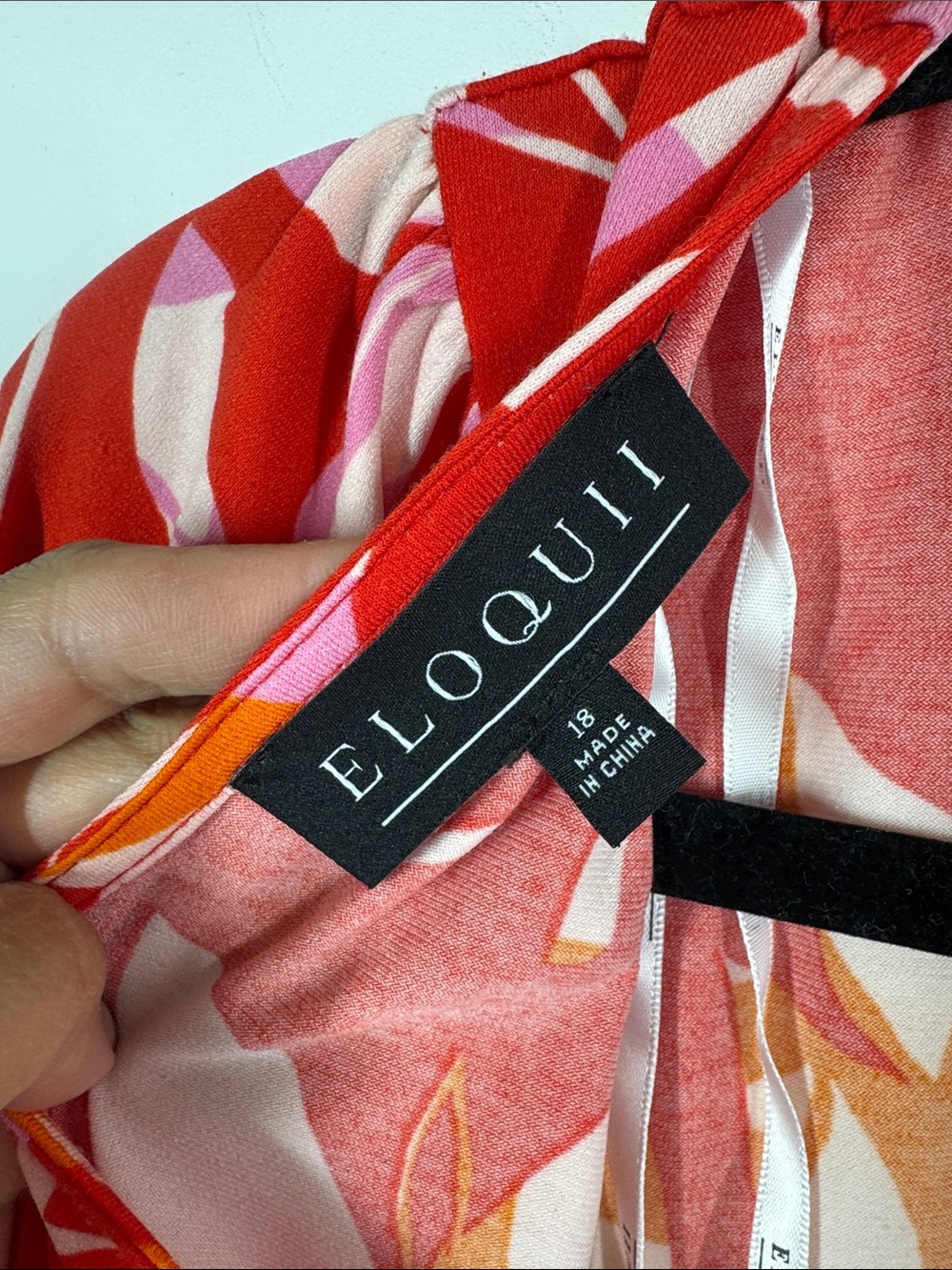 Eloquii Floral Midi Dress Red Pink Size 18 Belted Long Sleeve Summer Boho Chic - Picture 8 of 15